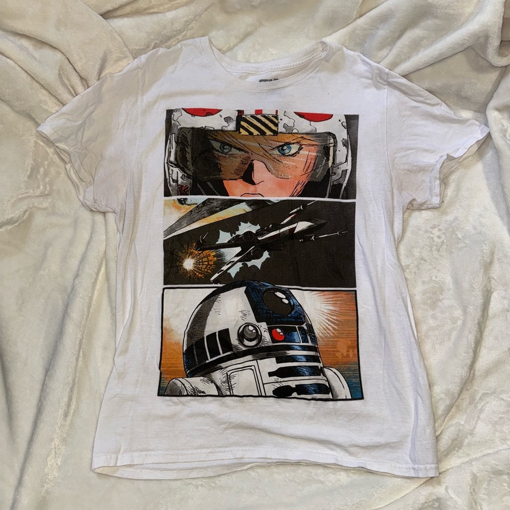 Star Wars White Short Sleeve Tee with Comic Panel R2-D2